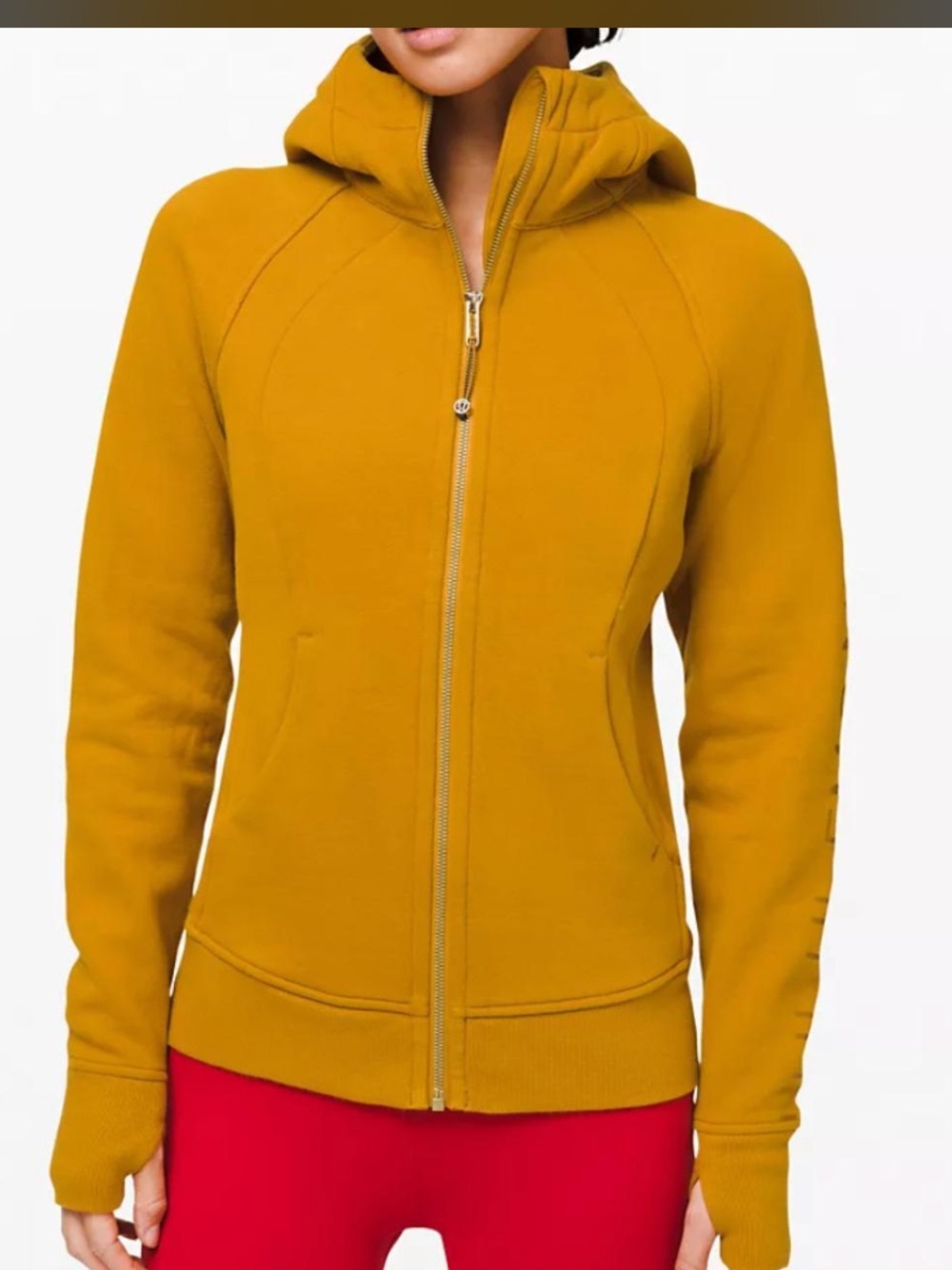 Lululemon scuba hoodie fool’s gold full zip size 6 hooded rust thumb holes